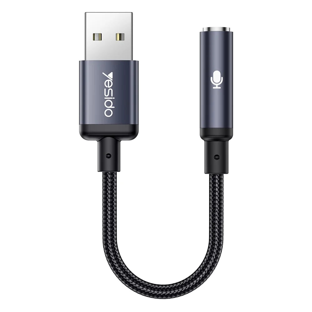 YESIDO YAU46 15cm USB to 3.5mm Plug and Play Audio Adapter Cable Voice Call Support - 1