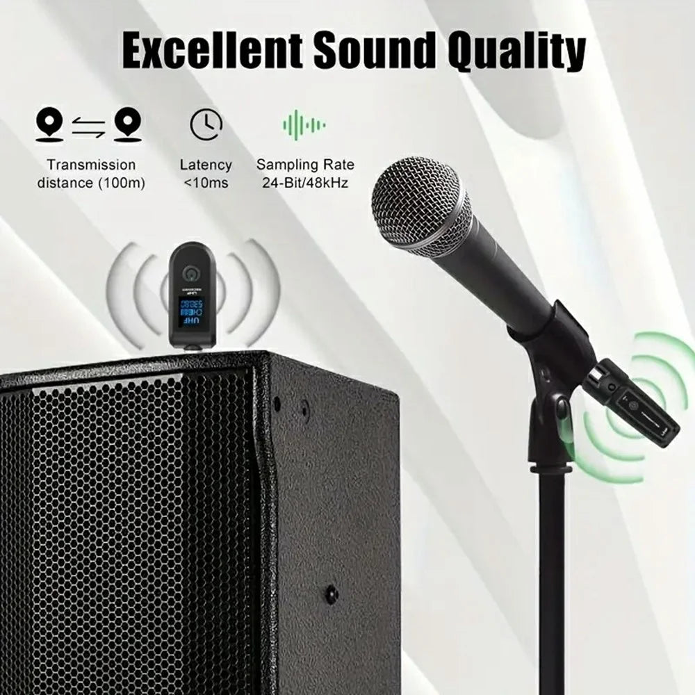K1 Wired to Wireless Microphone Converter for Handheld Dynamic Mic, 2 Transmitter + 1 Receiver - 3
