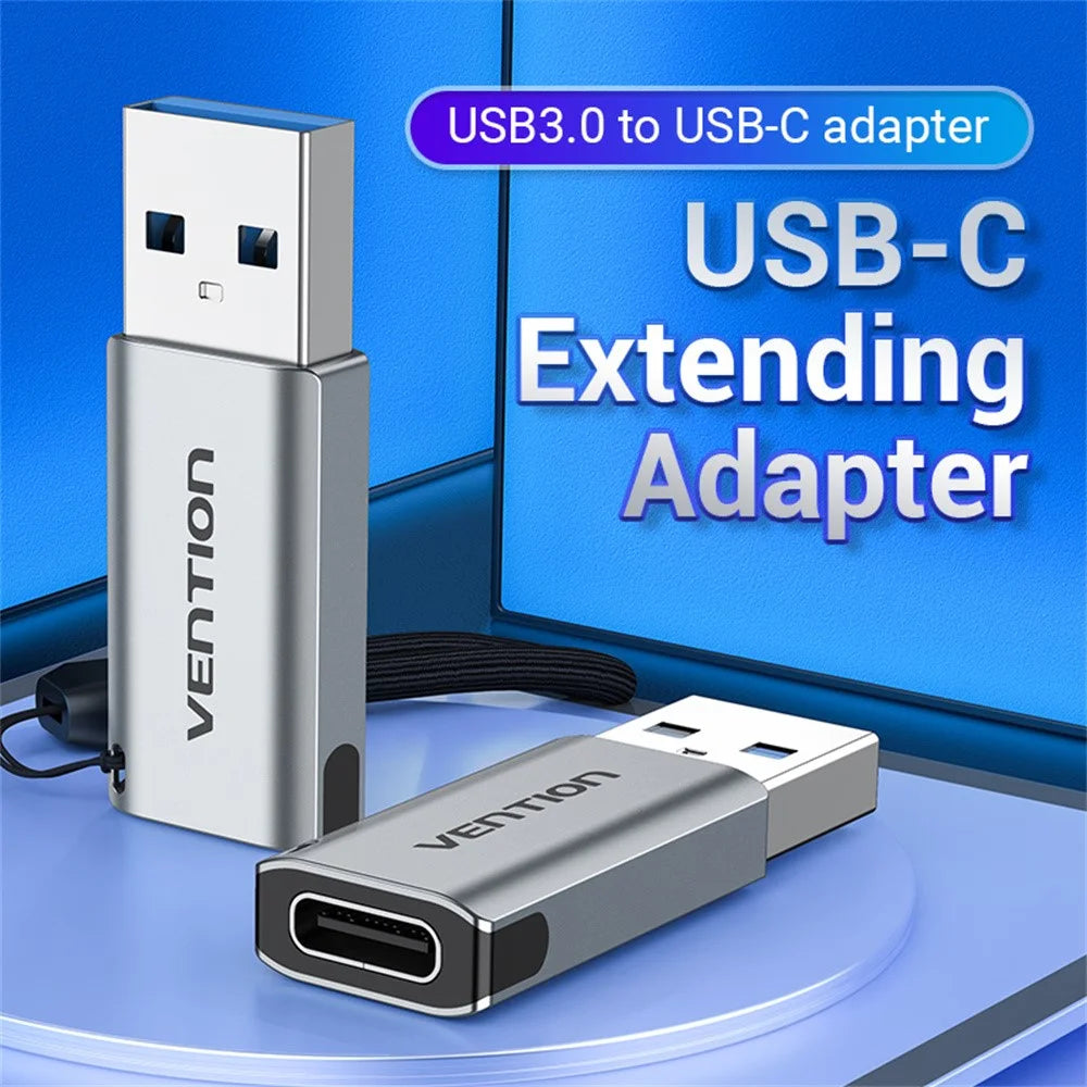 VENTION CDP Series USB3.0 USB-A Male to USB-C Female Adapter Aluminum Alloy OTG Converter with Lanyard - 2