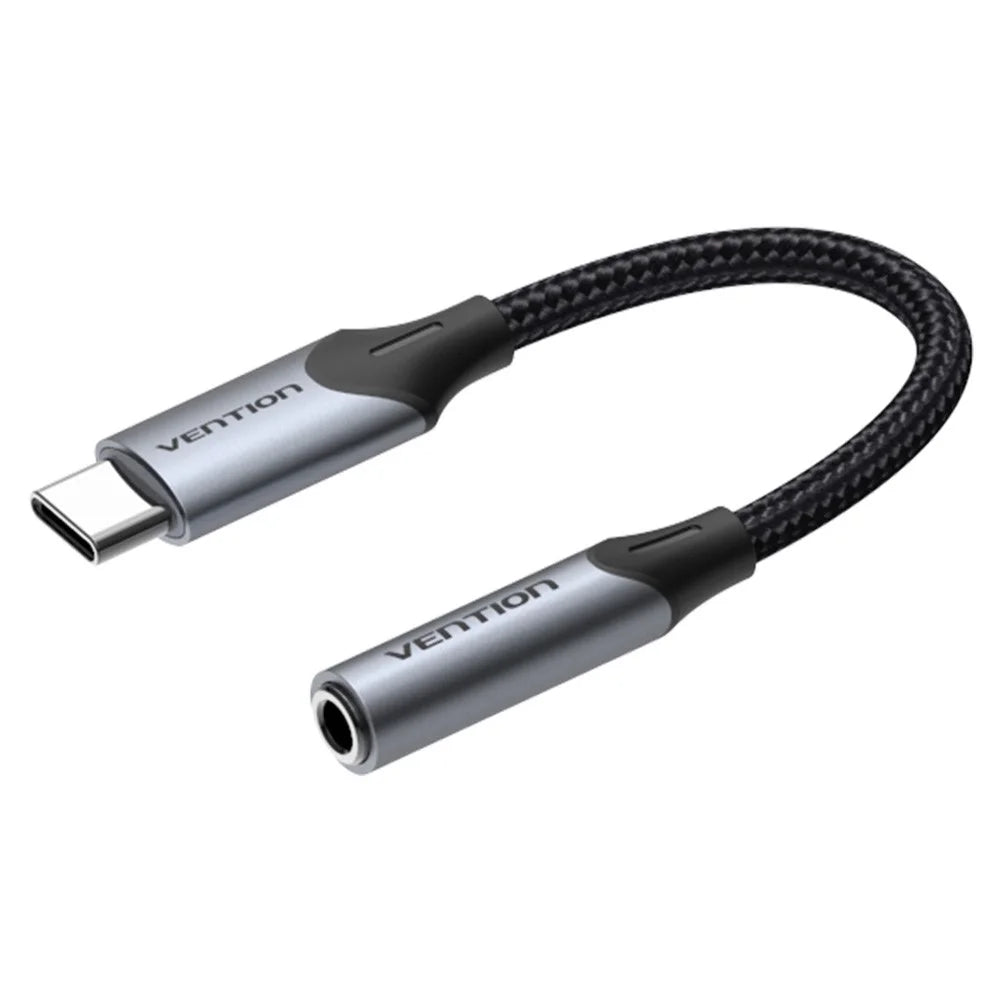VENTION BGJ Series Type-C Male to 3.5mm Female Audio Adapter Cable 0.1m Braided AUX Cord - 1