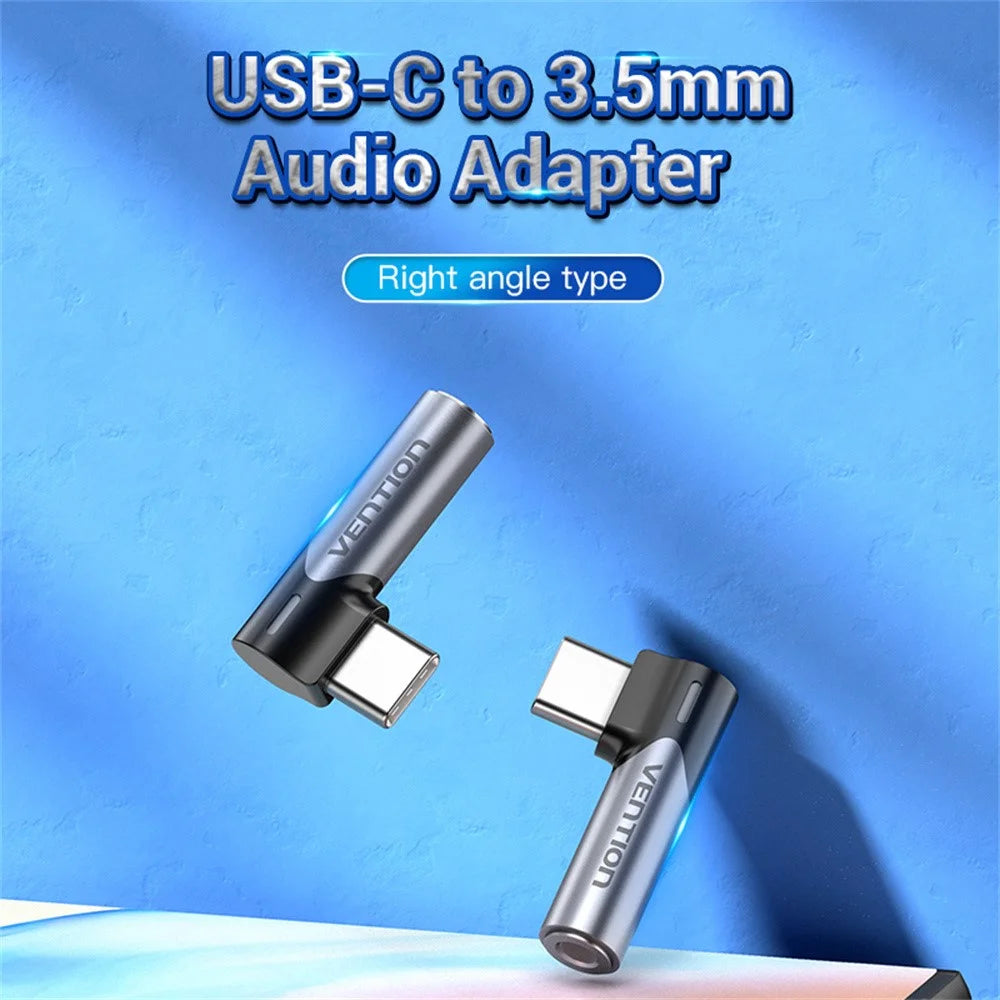 VENTION BGW Series Type-C Male to 3.5mm Female Audio Adapter Aluminum Alloy USB-C to AUX Converter - Grey - 2