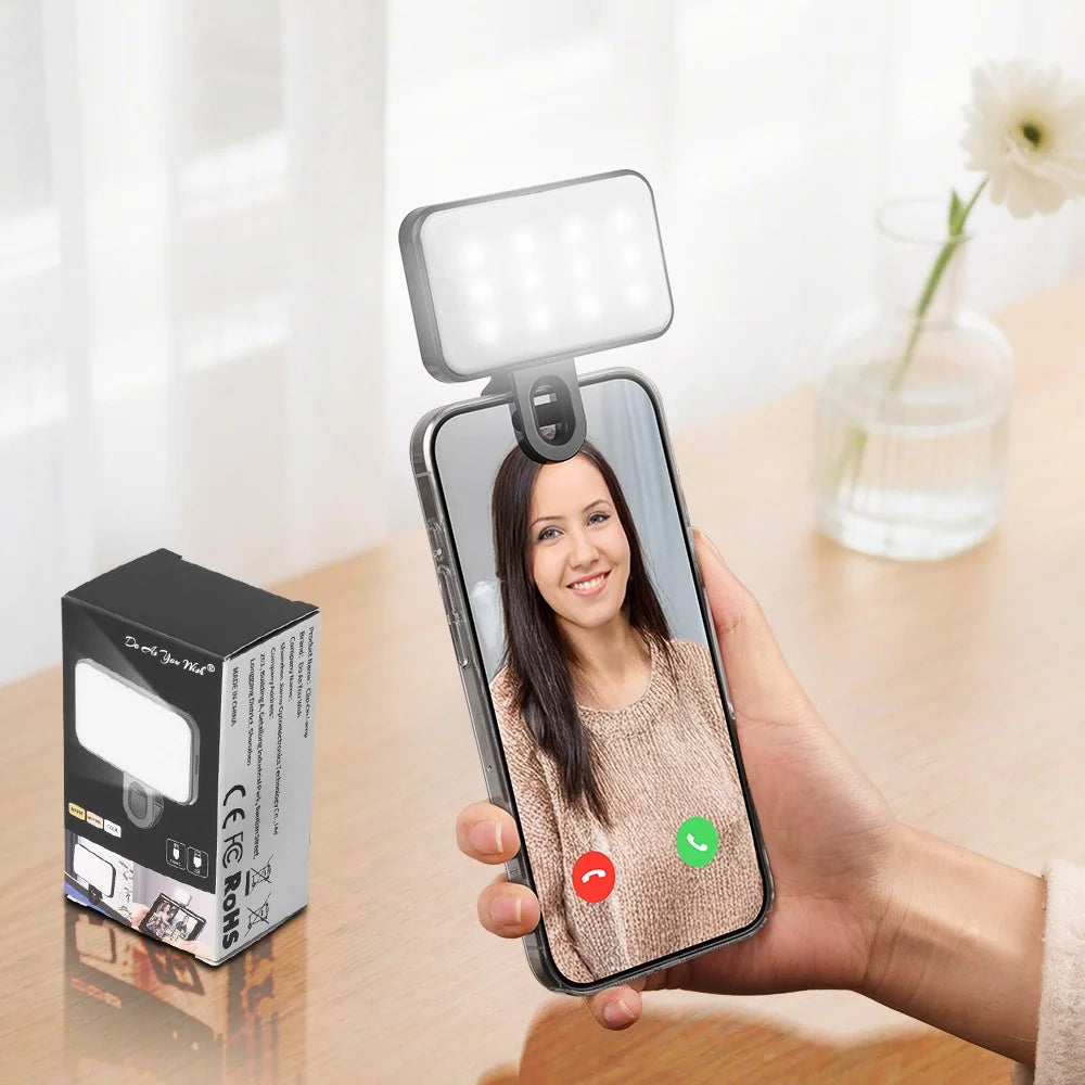 DO AS YOU WISH Mini Clip-on Light 24 LED Rechargeable Battery Adjustable Color Temperature Portable Fill Lamp - Black - 2