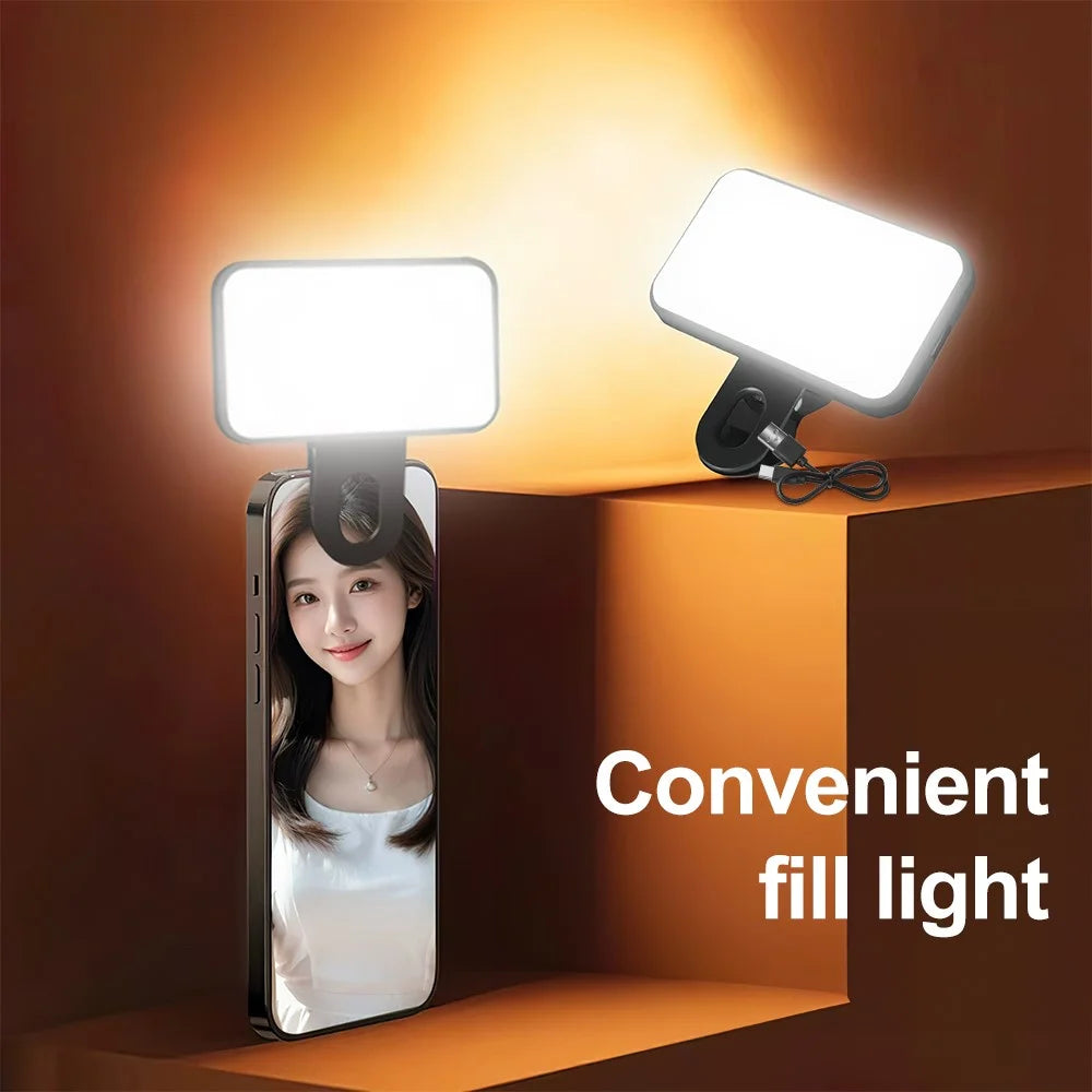 DO AS YOU WISH Mini Clip-on Light 24 LED Rechargeable Battery Adjustable Color Temperature Portable Fill Lamp - Black - 6