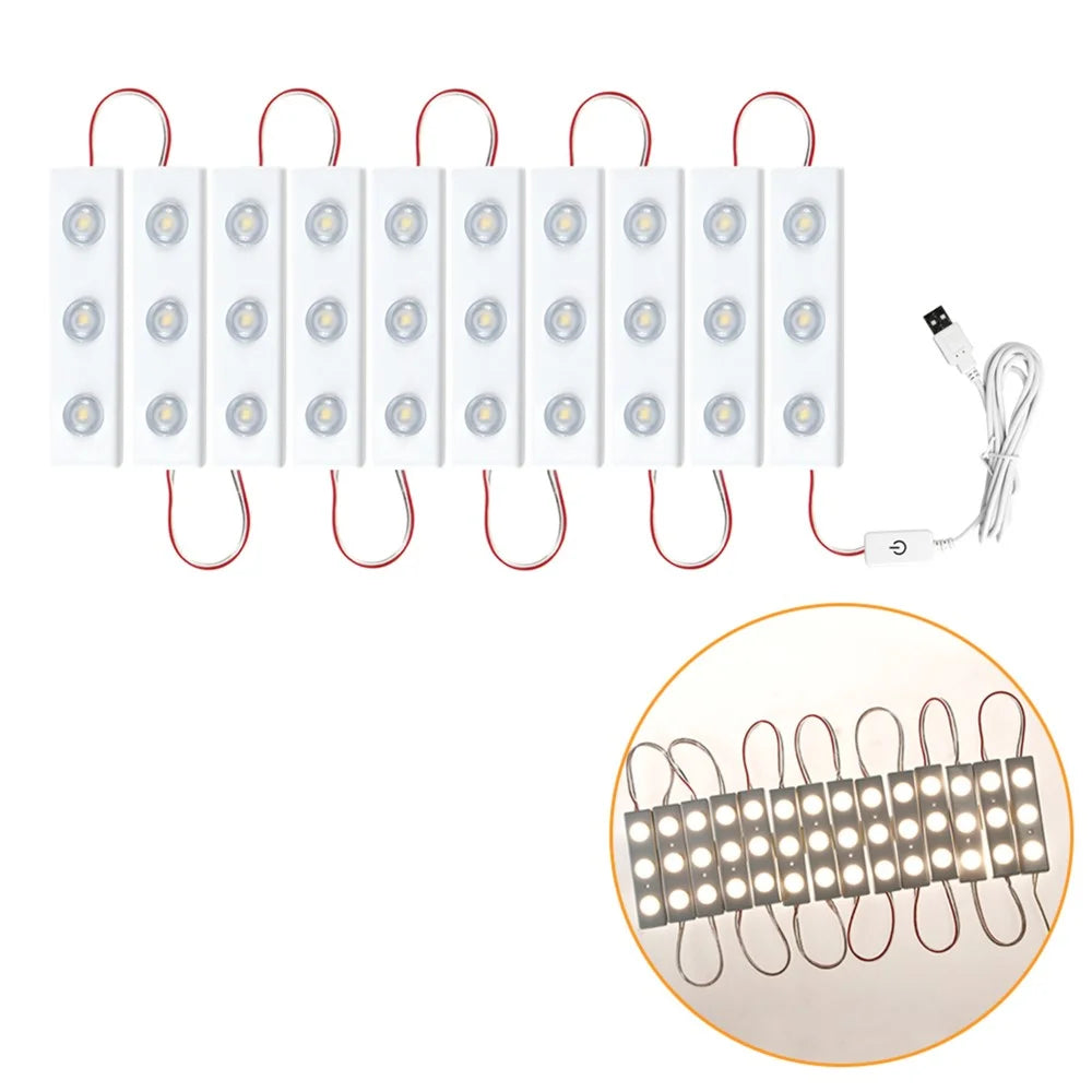 Touch Control Dimmable LED Makeup Mirror Light Strip USB Powered Vanity Table Lamp - 10 LED Strips - 4