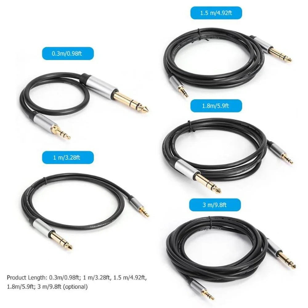 0.3m Conversion Cord 3.5mm Male to 6.35mm Male TRS Jack Aux Adapter Cable for Mixer Amplifier - 5