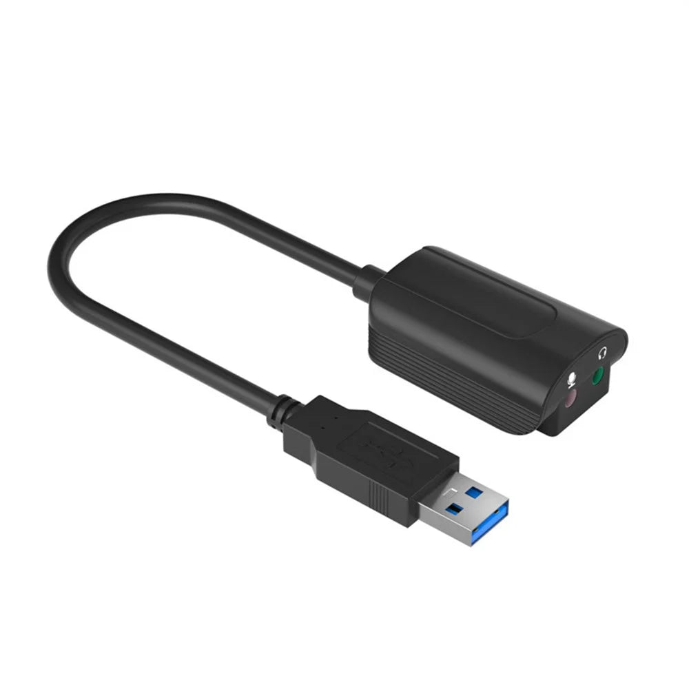 USB7.1 Sound Card Audio Adapter External Sound Card 3.5 Audio Converter with Headphone and Microphone Jack - 5