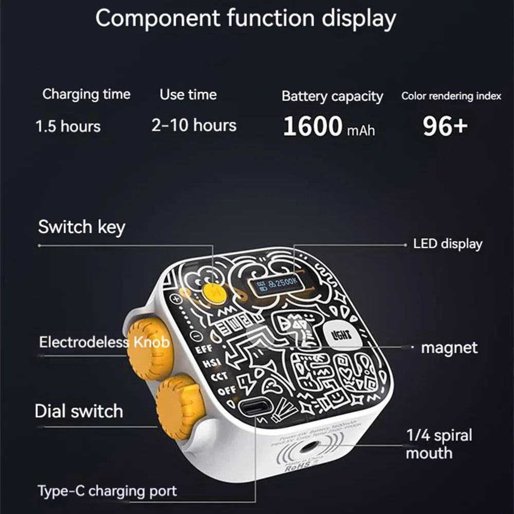 XIAOMIYOUPIN FUNSNAP Portable Pocket Full Color RGB LED Camera Lamp Live Video Photography Fill Light - 7