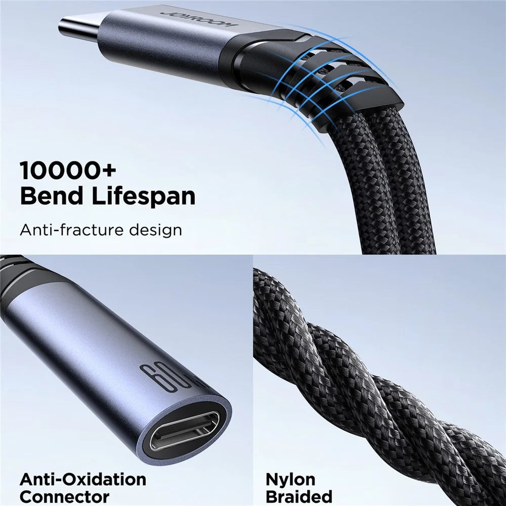 JOYROOM SY-C02 Headphone Adapter Type-C to 3.5mm+Type-C Aux Audio Cable with PD 60W Fast Charging - Black - 5