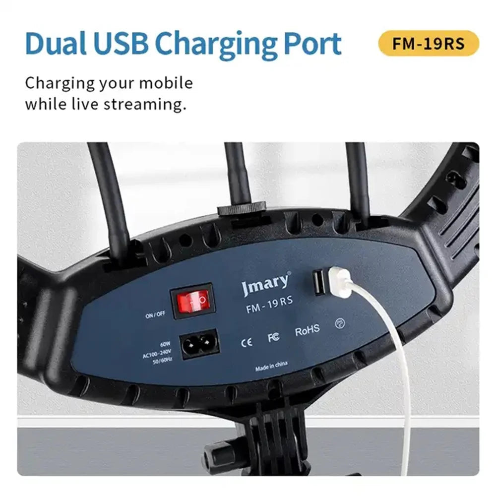 JMARY FM-19RS 19-inch Touch Control Beauty Light Photography LED Ring Fill Light - US Plug - 3