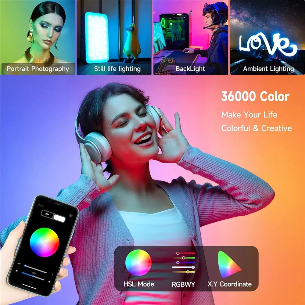 WEEYLITE S05 RGB LED Video Light App Control Portable Fill Light for Live Streaming / Photography - White - 5