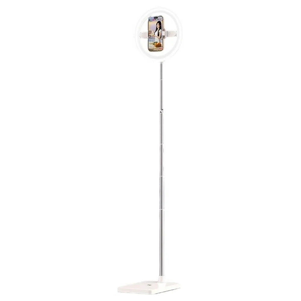 R10 360° Rotatable Clip Ring Fill Light Live Streaming Stand Rechargeable 3 Color Temperature Lighting Integrated Phone Stand - 1