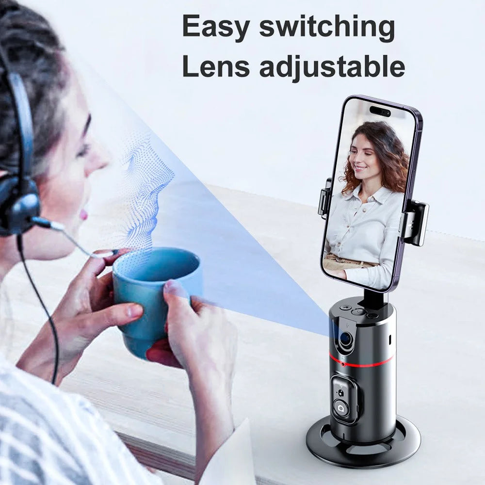 P02 Desktop Live Streaming Gimbal Camera Panoramic Follow Stand 360-Degree AI Face Recognition Stabilizer - 4