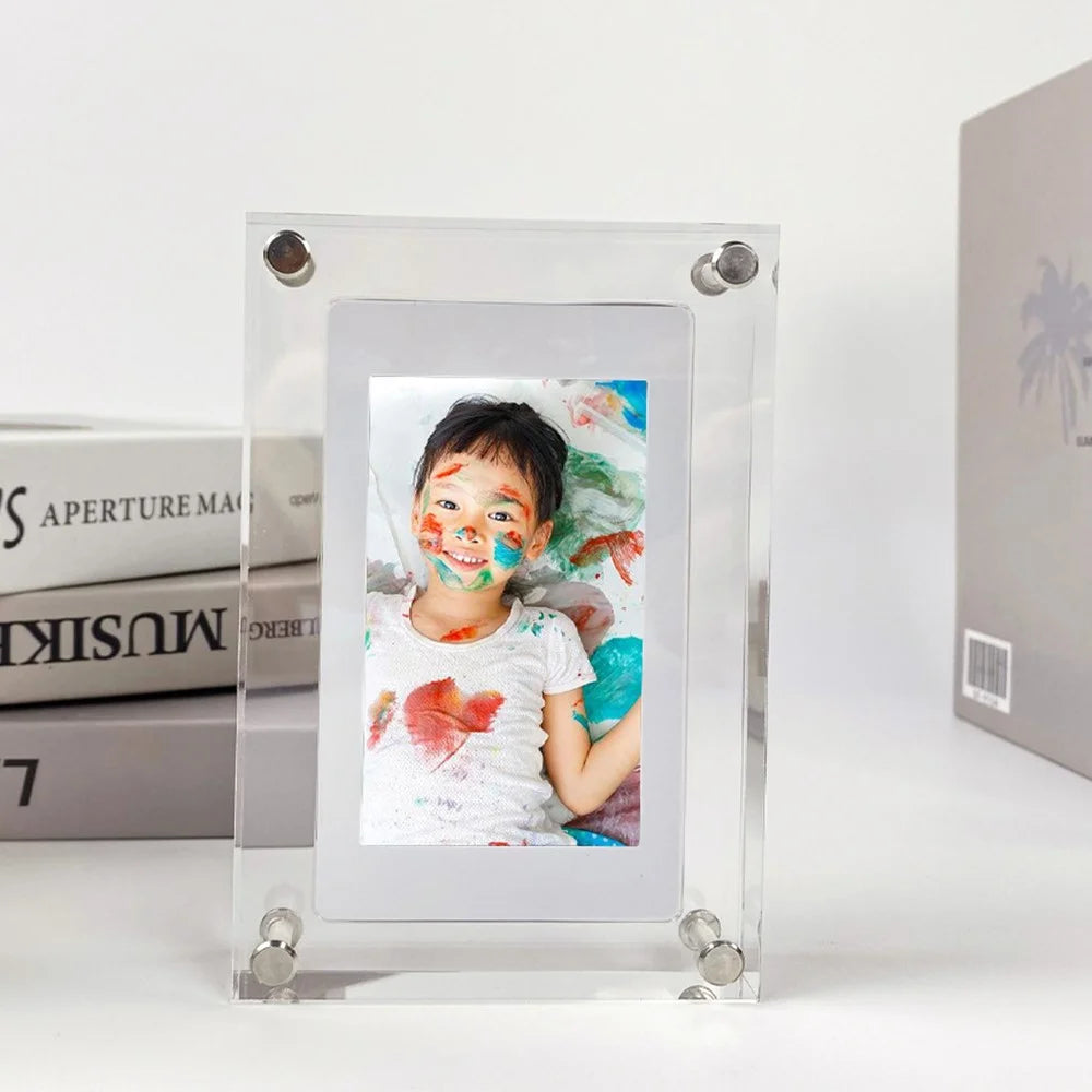 7-inch Digital Photo Frame Transparent Acrylic 600x1024 Video Picture Display Screen with 1G Memory - US Plug - 7