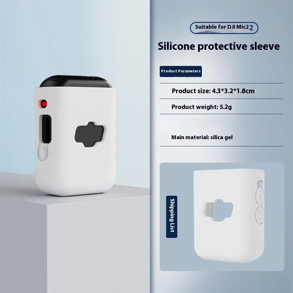 BRDRC For DJI Mic 2 Silicone Case Wireless Microphone Protective Cover - White - 4