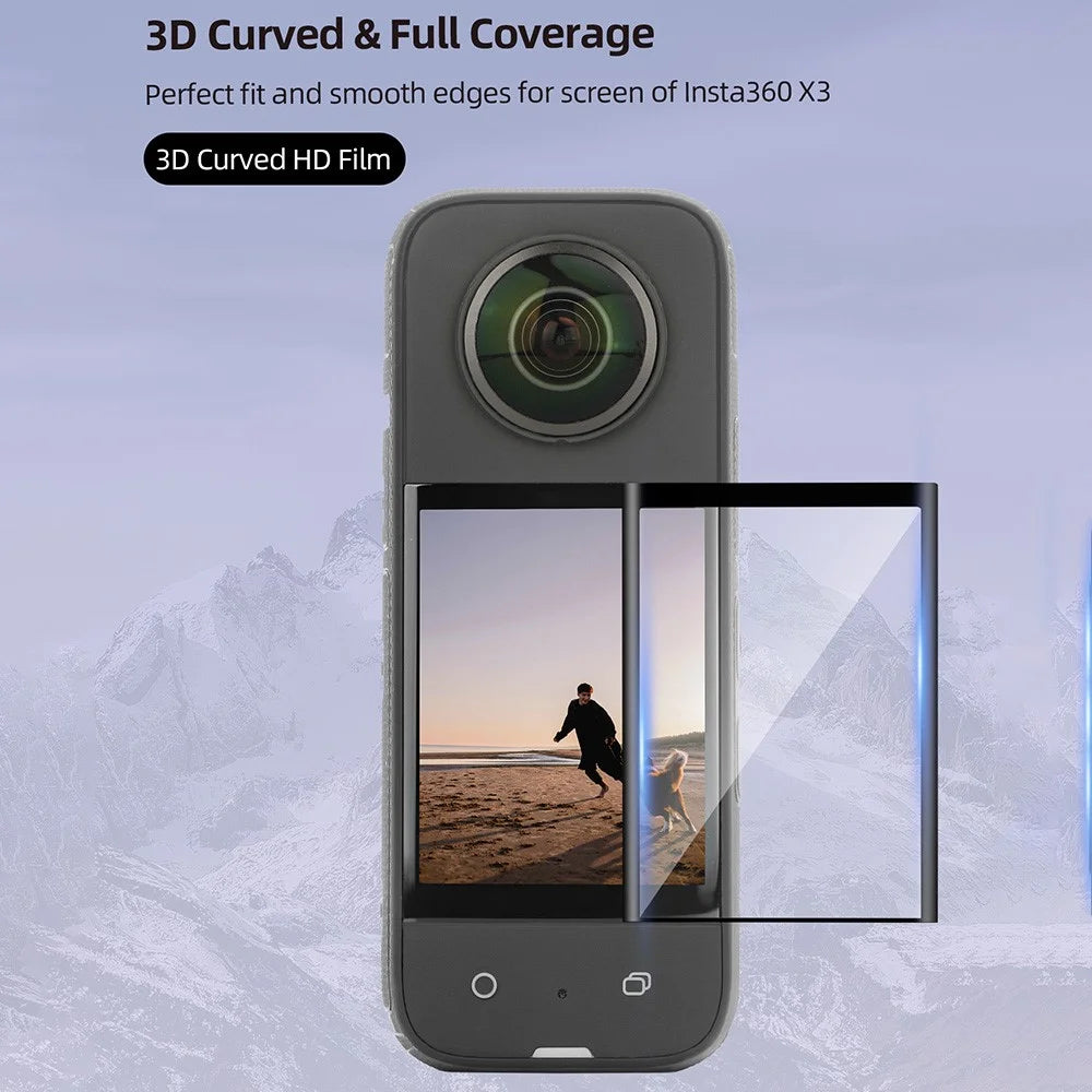 SUNNYLIFE IST-BHM499 2 Sets HD Clear Camera Screen Protector Kit for Insta360 X3, Anti-explosion Curved Design Full Covering Tempered Glass Screen Film - 5
