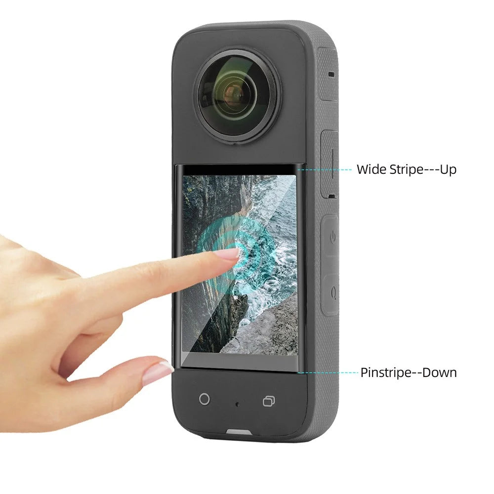 SUNNYLIFE IST-BHM499 2 Sets HD Clear Camera Screen Protector Kit for Insta360 X3, Anti-explosion Curved Design Full Covering Tempered Glass Screen Film - 7