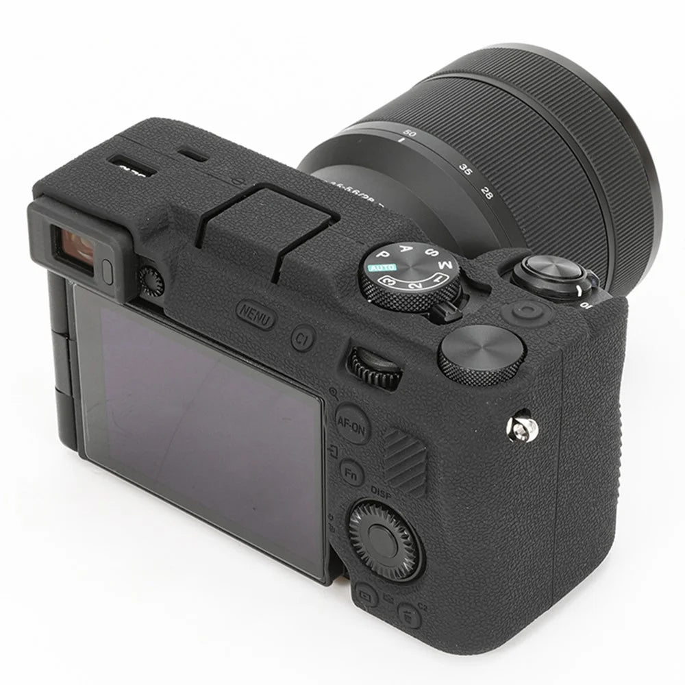 For Sony A7C II / A7CR Textured Case Anti-Scratch Silicone Cover Camera Sleeve - Black - 4