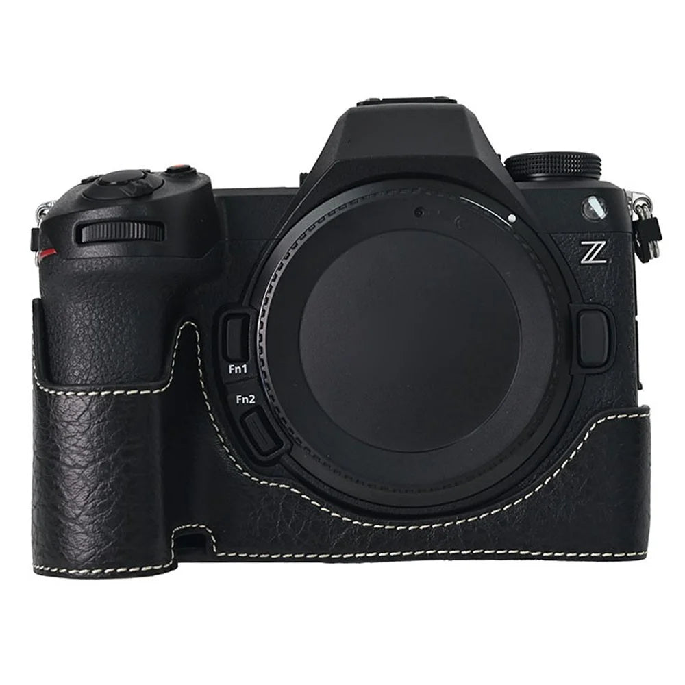 For Nikon Z6 III Camera Case with Shoulder Strap Large Cutout Litchi Texture PU Leather Protective Cover - Black - 2