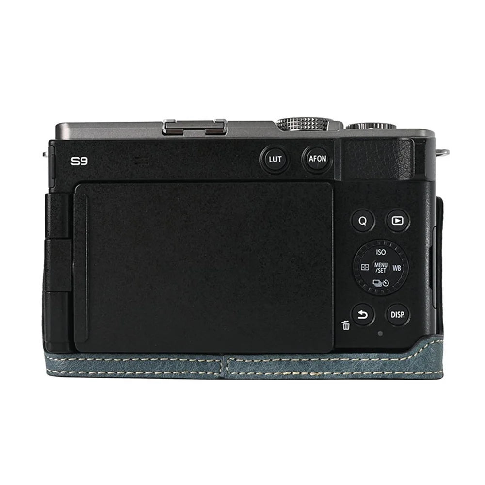 For Panasonic Lumix S9 Camera Case Large Cutout Litchi Texture PU Leather Protective Cover - Blue - 2