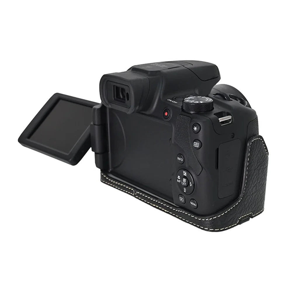 For Canon SX70 HS Camera Case Large Cutout Litchi Texture PU Leather Protective Cover - Black - 5