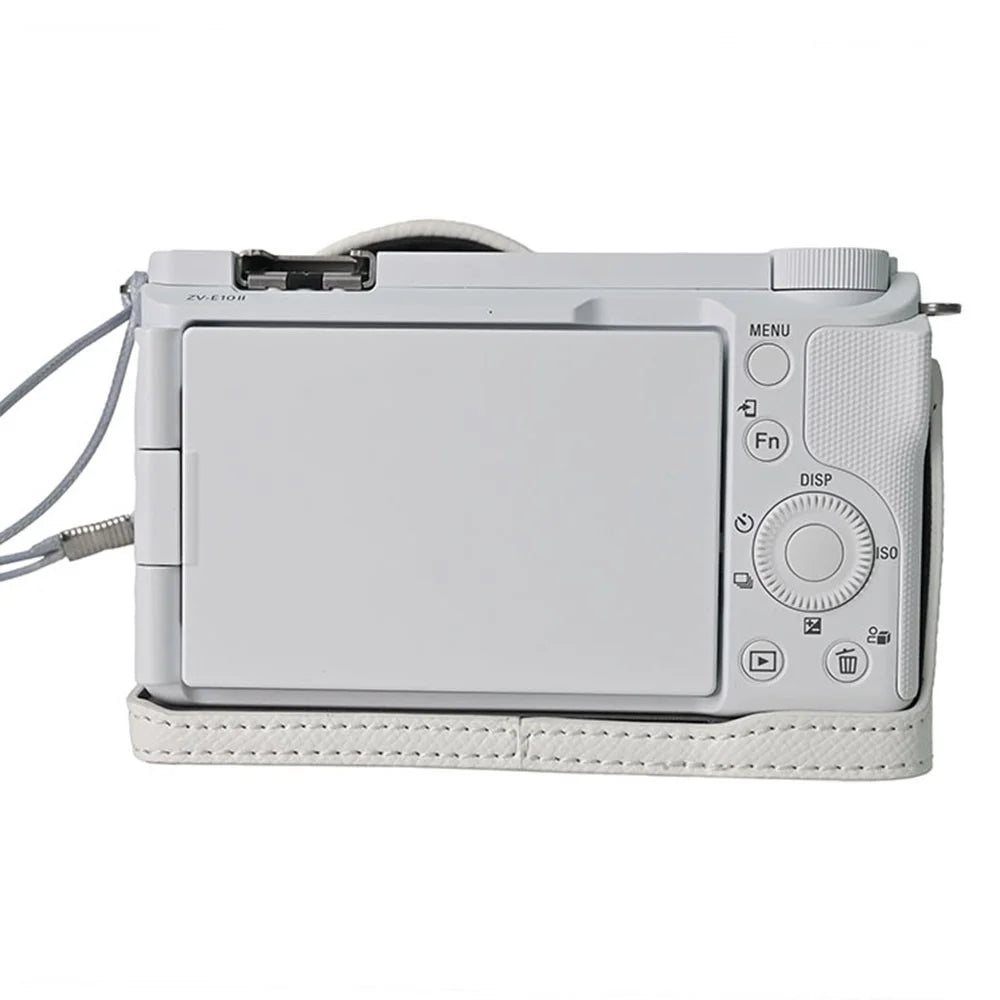 For Sony ZV-E10 II Camera Case Detachable Battery Palm Lines Textured Camera Base with Lens Cap - White - 5