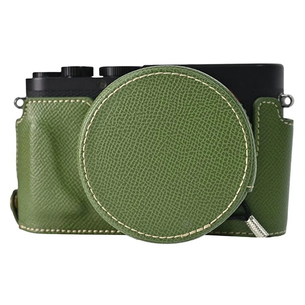 For Leica D-Lux 8 Camera Case PU Leather Protective Cover with Lens Cap - Green - 2