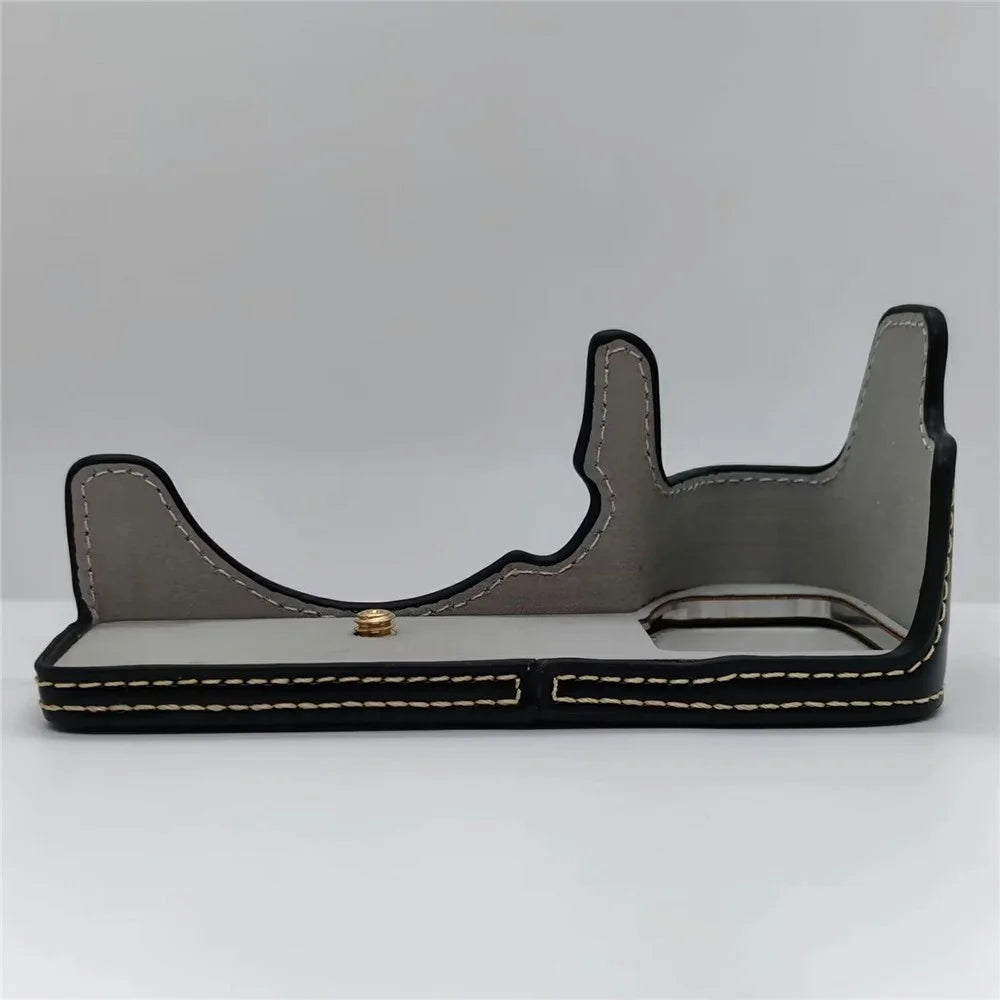 For Sony A6700 Camera Base Cover Vintage PU Leather Half Case with Battery Opening - Black - 2