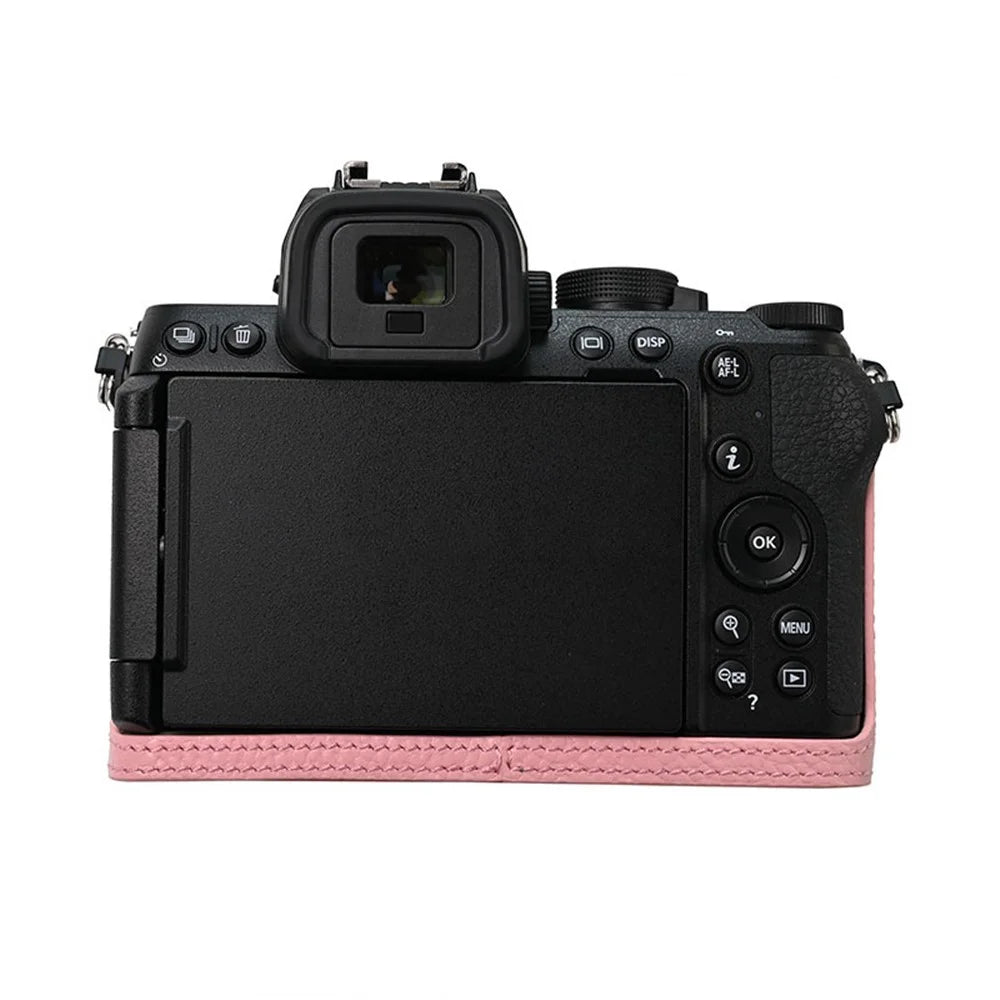 For Nikon Z 50 II Camera Case Genuine Cow Leather Protective Cover - Pink - 2