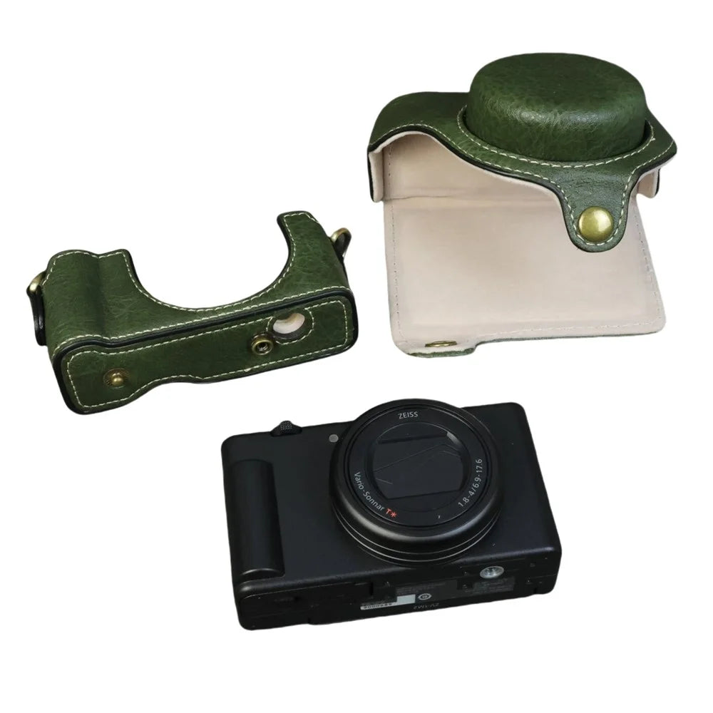 For Sony ZV-1F  /  ZV-1 Mark II Camera Case Portable Leather Camera Protective Cover Without Battery Opening - Green - 4