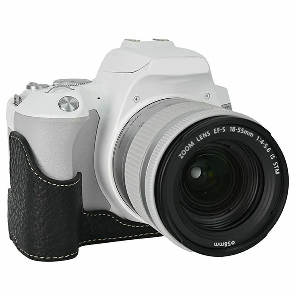 For Canon EOS 200D II / EOS 200D Camera Case with Battery Opening Litchi Texture PU Leather Protective Cover - Black - 4