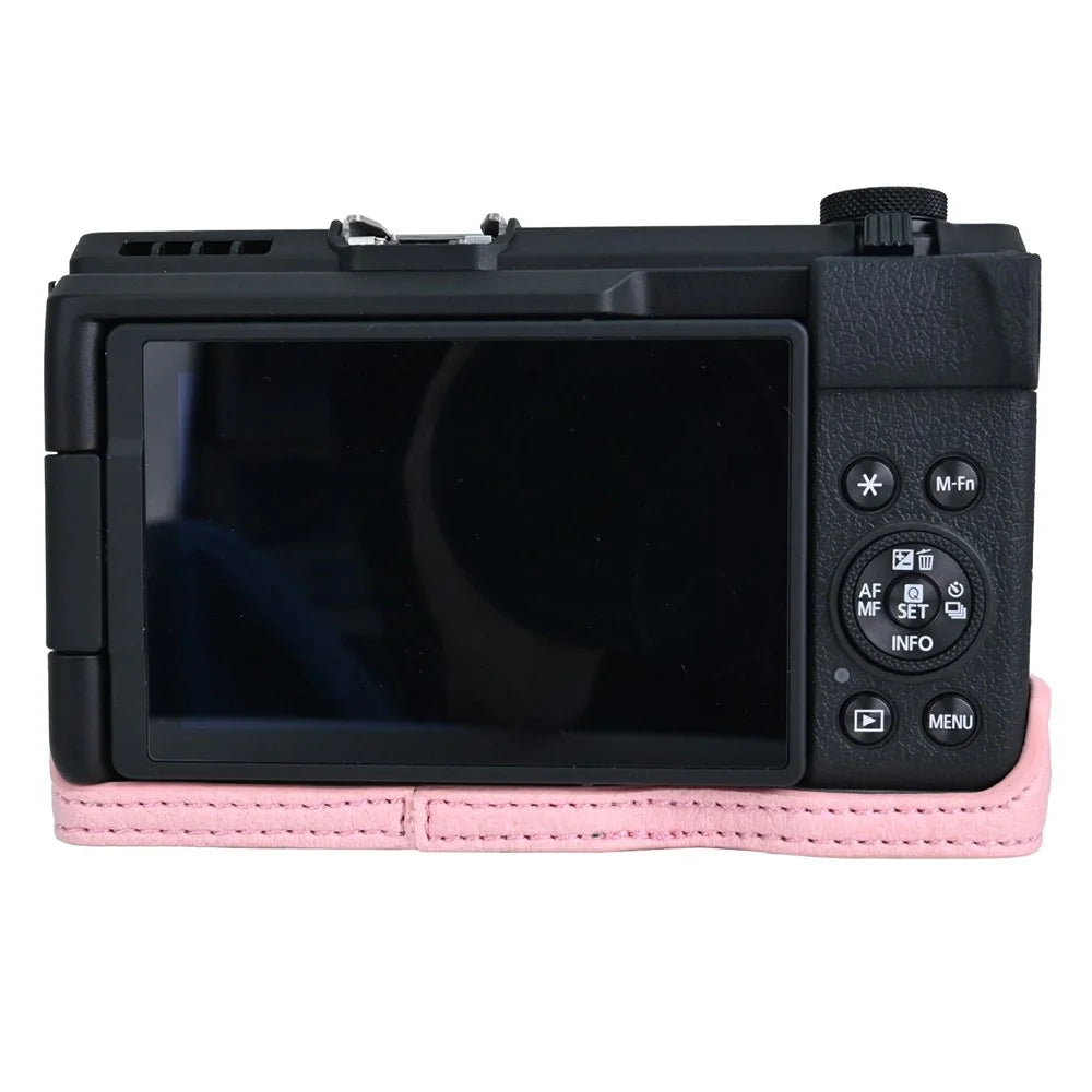 For Canon PowerShot V1 Camera Case with Battery Opening Litchi Texture PU Leather Protective Cover - Pink - 2
