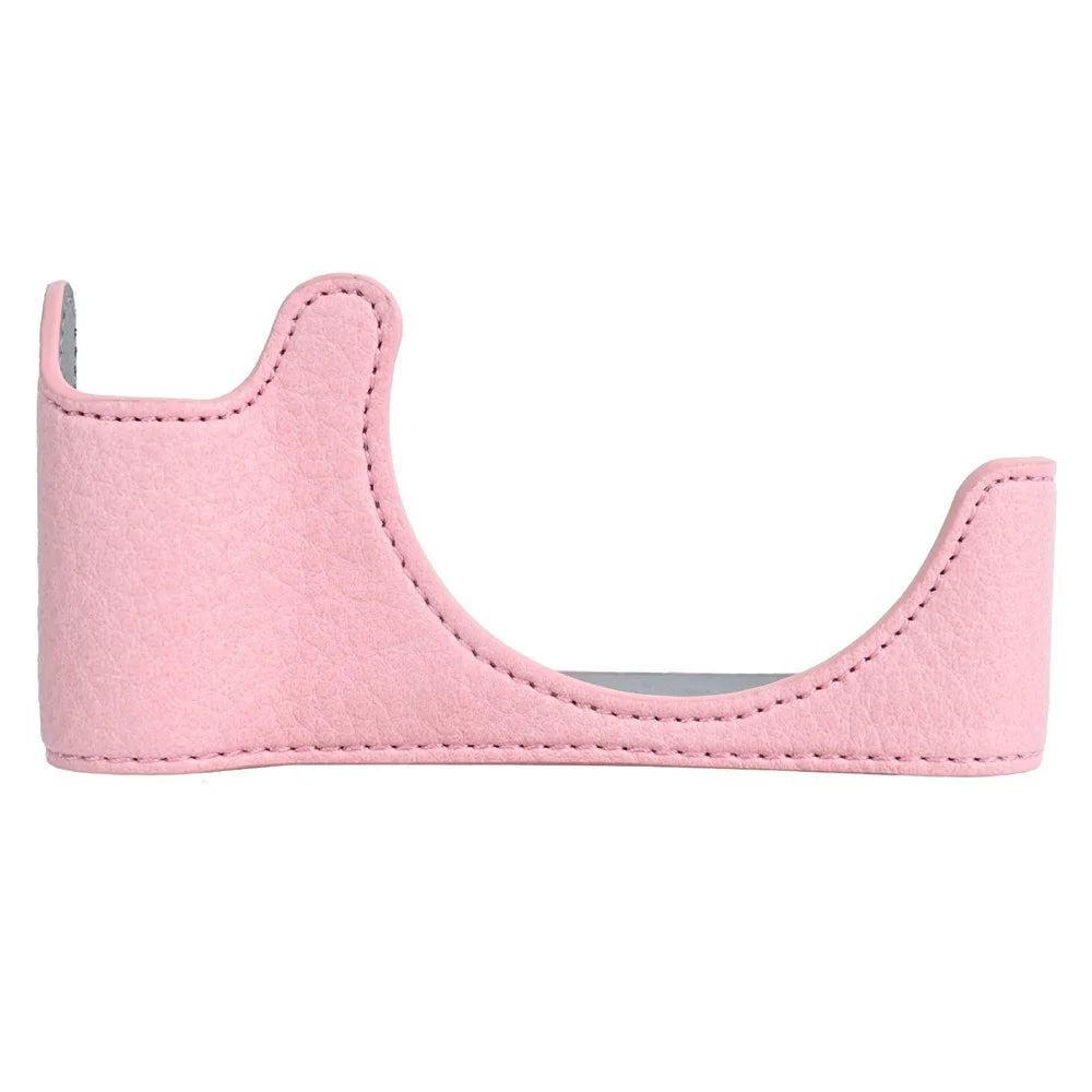 For Canon PowerShot V1 Camera Half Case Litchi Texture Battery Opening PU Leather Cover with Shoulder Strap - Pink - 5