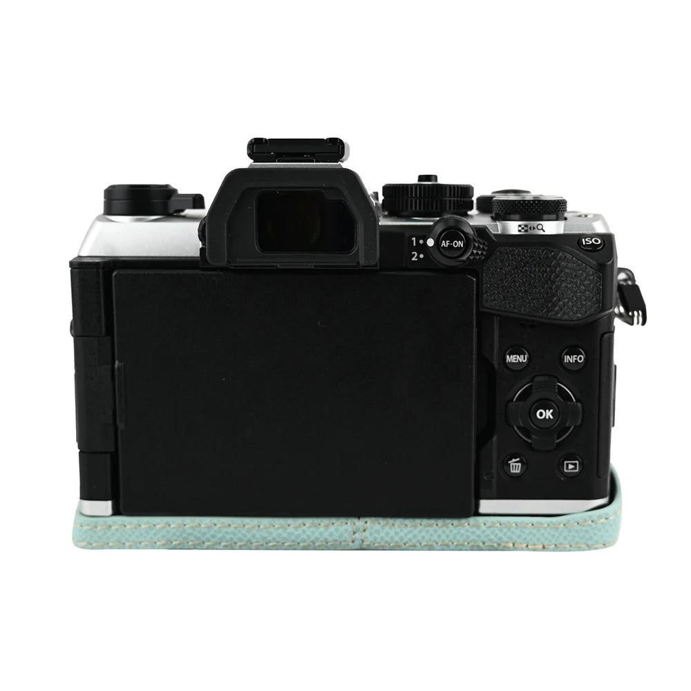 For Olympus OM-5 Mark II Camera Case with Shoulder Strap Leather Cover - Baby Blue - 3
