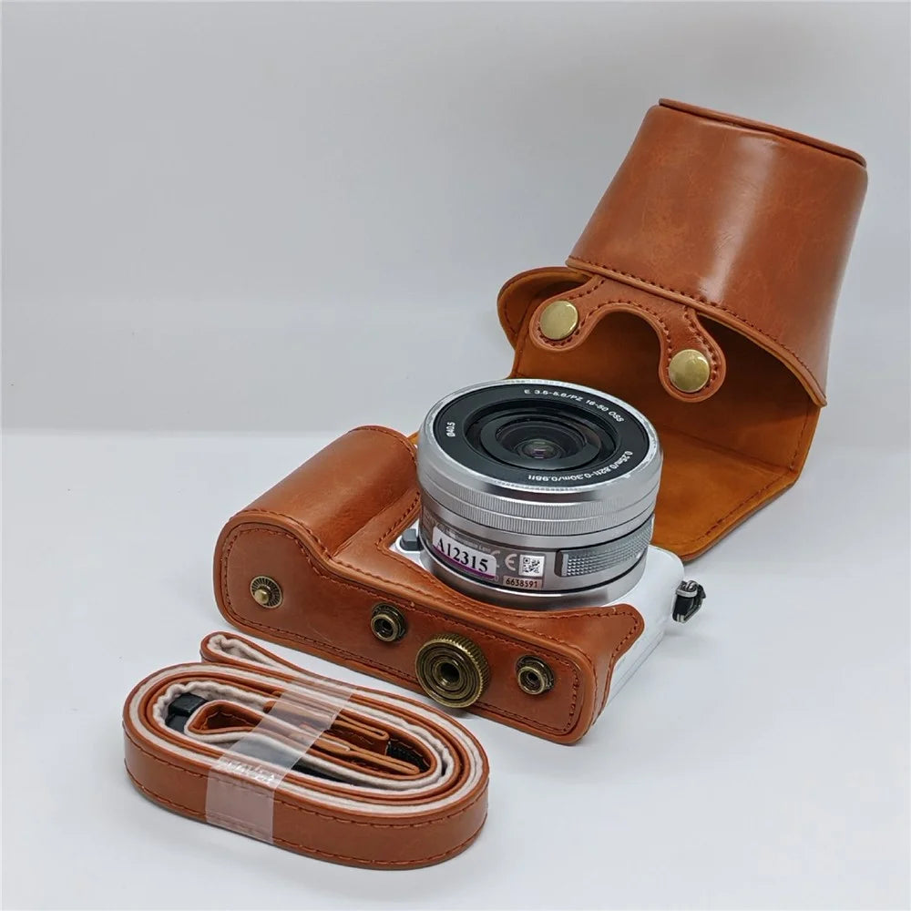 Retro Leather Case Camera Bag for Sony A5000  /  A5100  /  NEX3N PU Camera Protective Cover with Shoulder Strap - Brown - 2