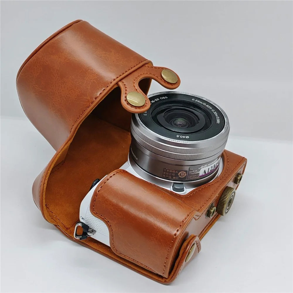 Retro Leather Case Camera Bag for Sony A5000  /  A5100  /  NEX3N PU Camera Protective Cover with Shoulder Strap - Brown - 4