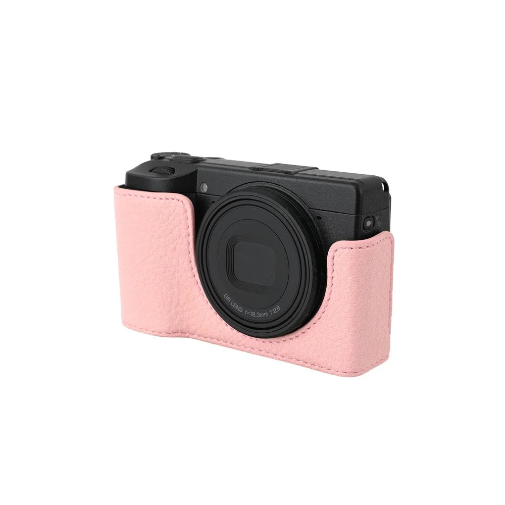 For Ricoh GR III  /  GR IV Litchi PU Leather Camera Base Protective Camera Case with Tripod Screw Hole and Battery Access - Pink - 6