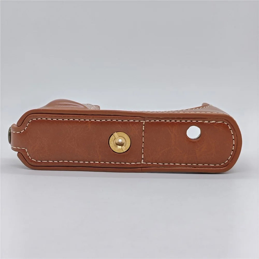 PU Leather Camera Case for Leica D-Lux 8 / 7 / (Typ 109) Battery Opening Design Half Body Cover with Hand Strap - Brown - 6