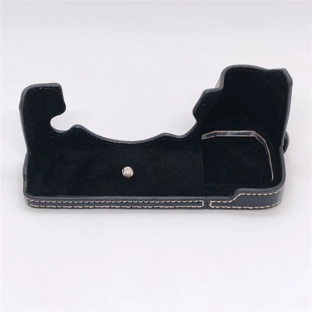 For Fujifilm X-H2 / X-H2s Camera Bottom Case with Hand Strap Battery Opening PU Leather Half Cover - Black - 5