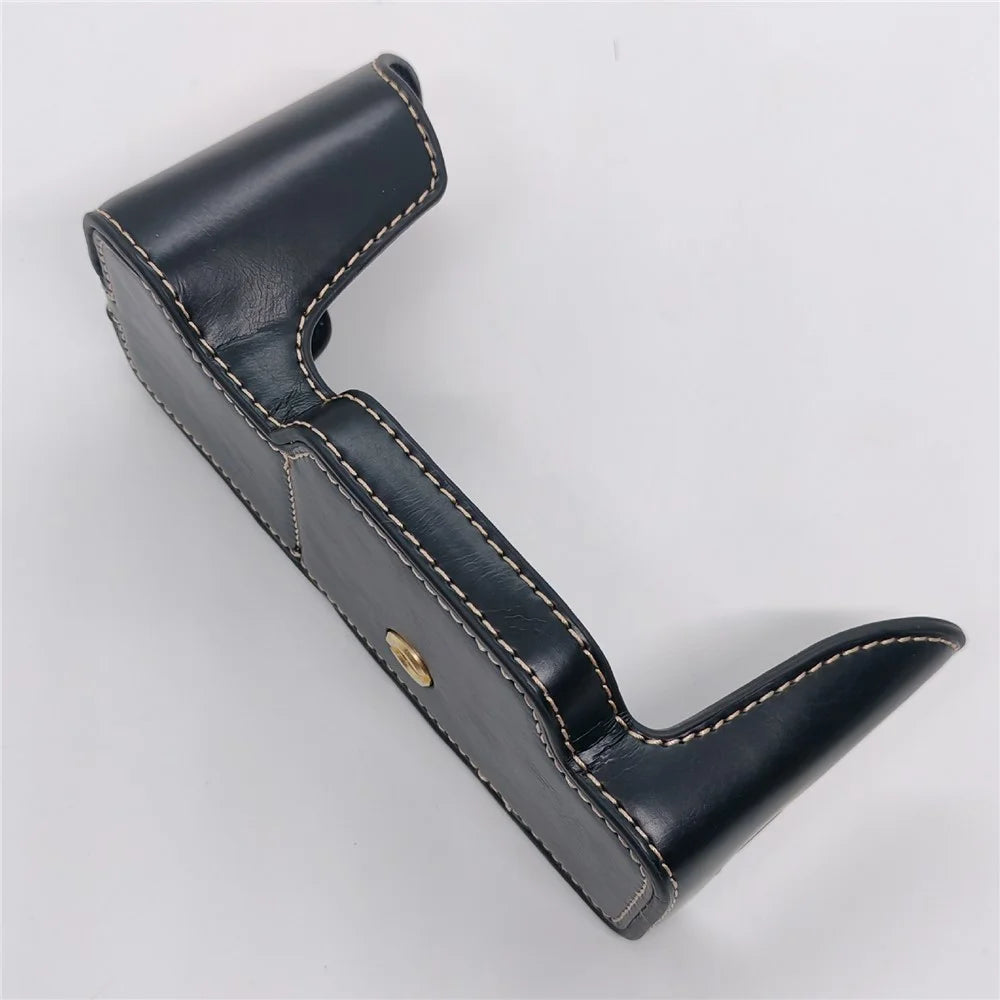 For Nikon DF Camera Bottom Case with Hand Strap Battery Opening PU Leather Half Cover - Black - 2
