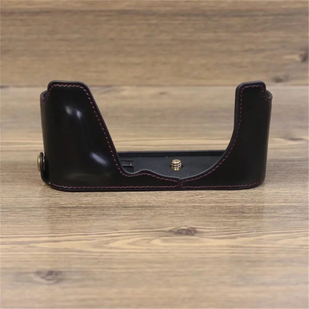 For Leica CL Replacement PU Leather Battery Opening Protective Bottom Cover Half Body Case - Black - 3
