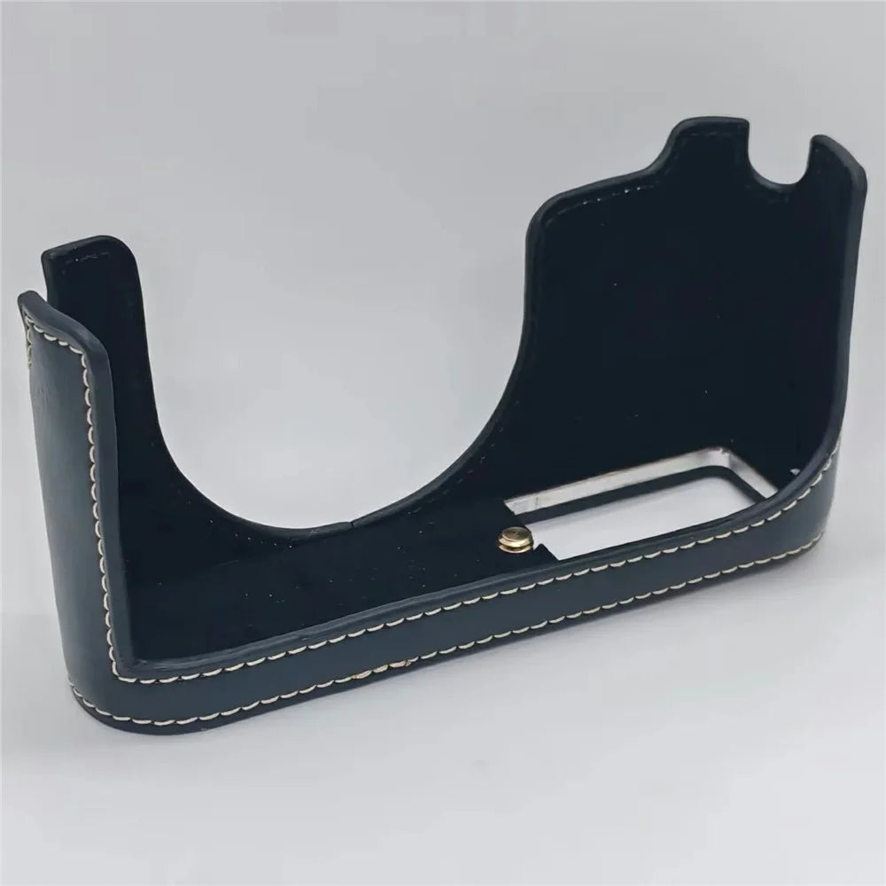 Camera Bottom Grip Case with Wrist Strap for Leica X Vario (Typ 107)  /  X (Typ 113) Opening PU Leather Half Cover - Black - 2