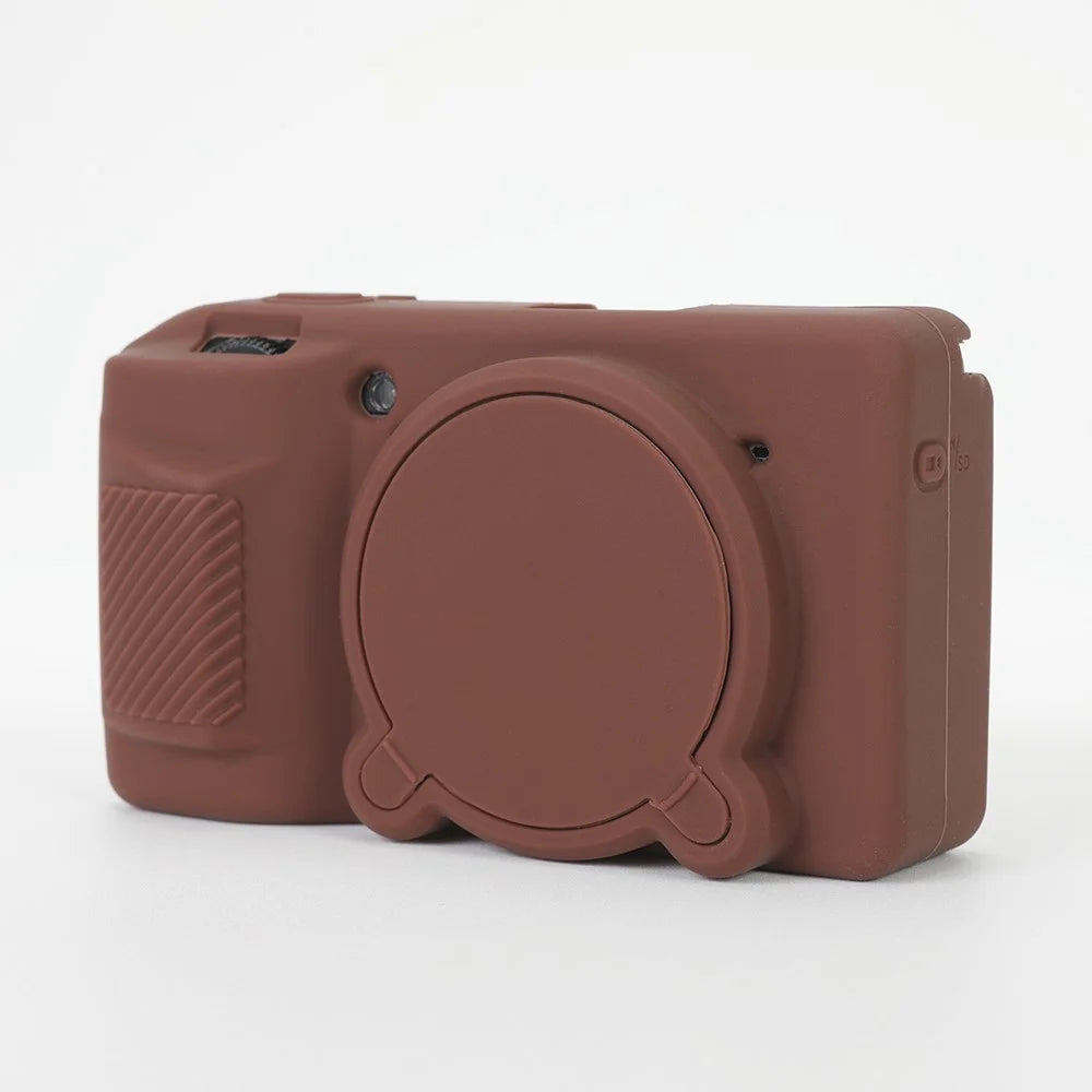 Silicone Case for Ricoh GR IV Camera Anti-Slip Soft TPU Protective Cover with Lens Cap - Brown - 2