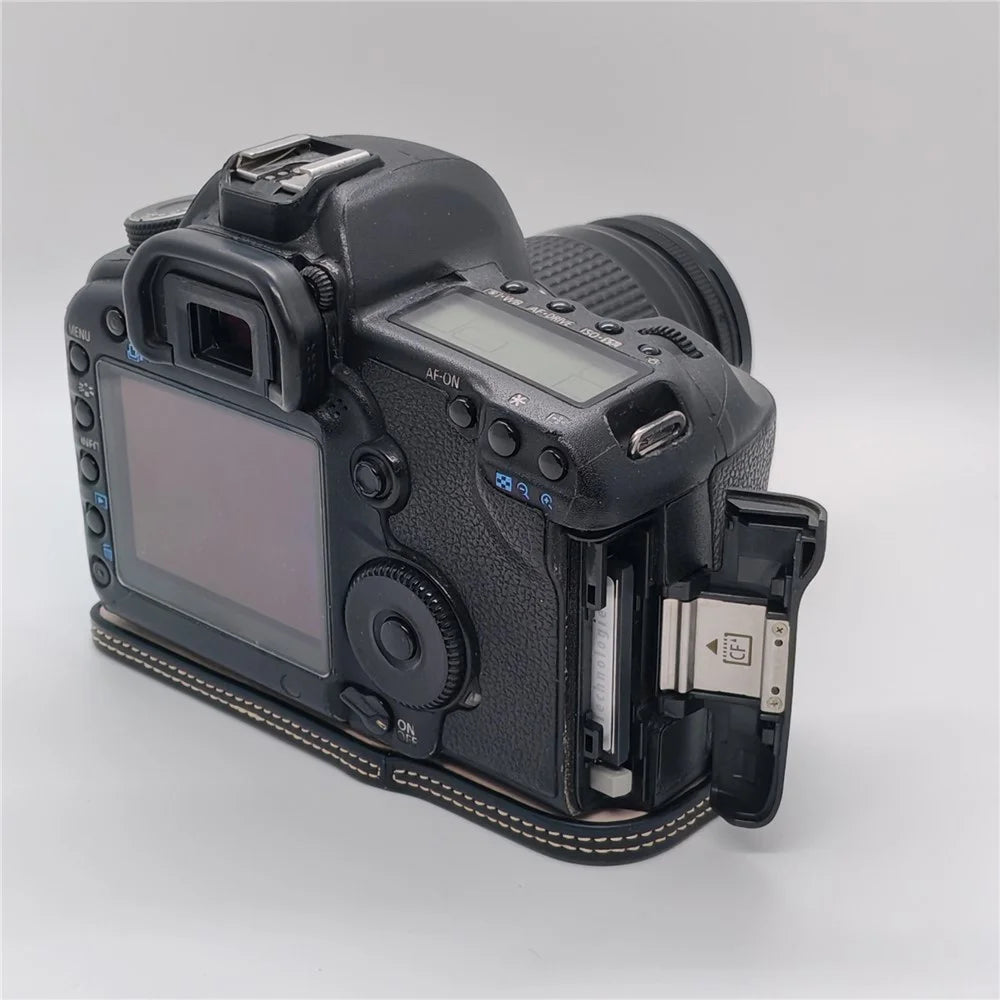Half Case for Canon EOS 5D Mark II  /  Mark III  /  Mark IV Detachable Battery Design PU Leather Camera Grip Cover with Wrist Strap - Black - 7