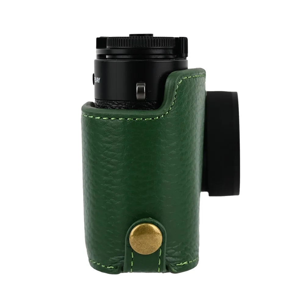 For Fujifilm X Half Genuine Cow Leather Protective Cover Camera Case with Battery Access and Shoulder Strap - Green - 7