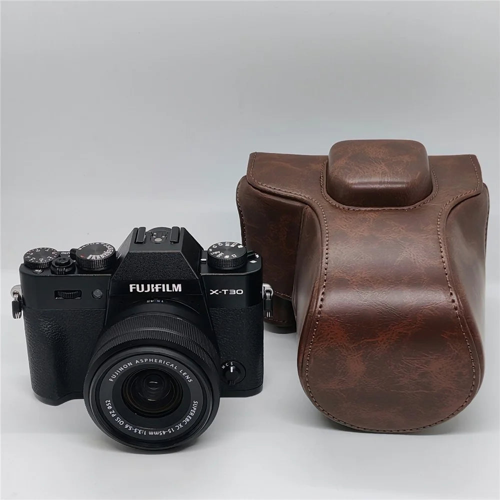 Camera Case for Fujifilm X-T10  /  X-T20  /  X-T30  /  X-T30 II  /  X-T30 III PU Leather Protective Cover with Shoulder Strap - Coffee - 2