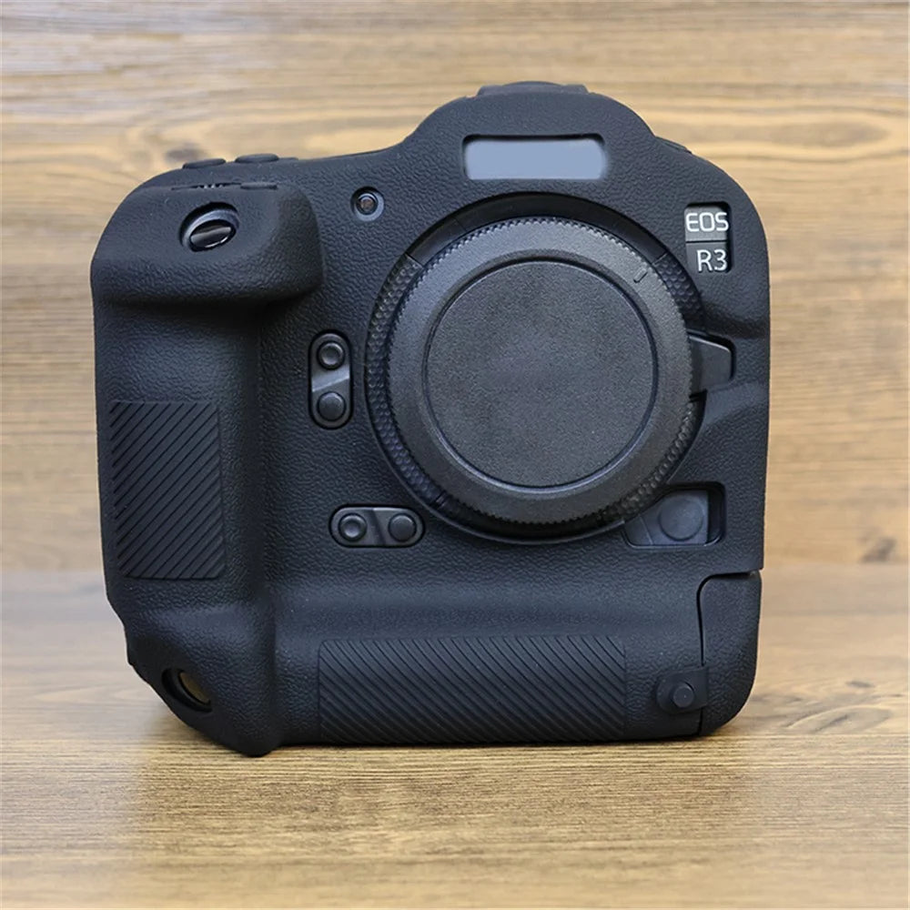 Drop Protection Flexible Silicone Protective Case for Canon EOS R3  Camera, Anti-scratch Anti-drop Cover - Black - 5