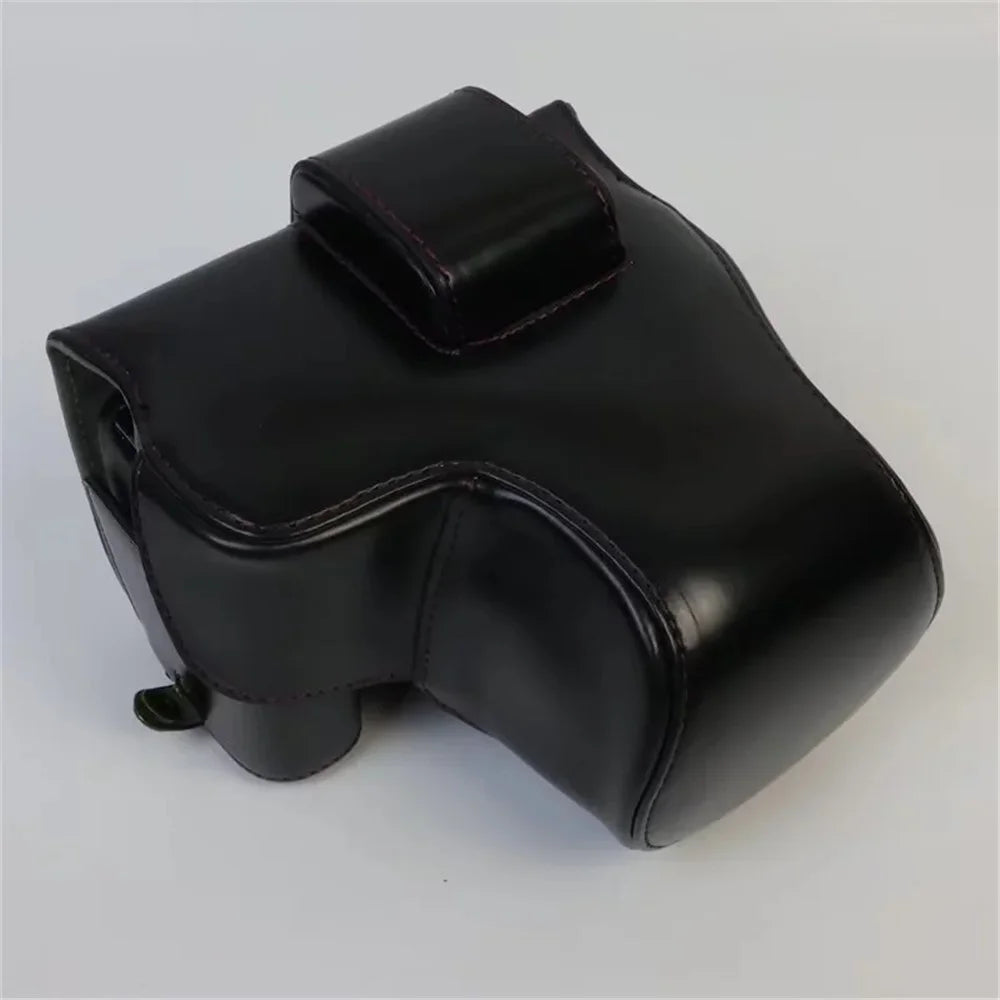For Canon EOS R8 PU Leather Camera Bag Battery Opening Design Protective Cover - Black - 3