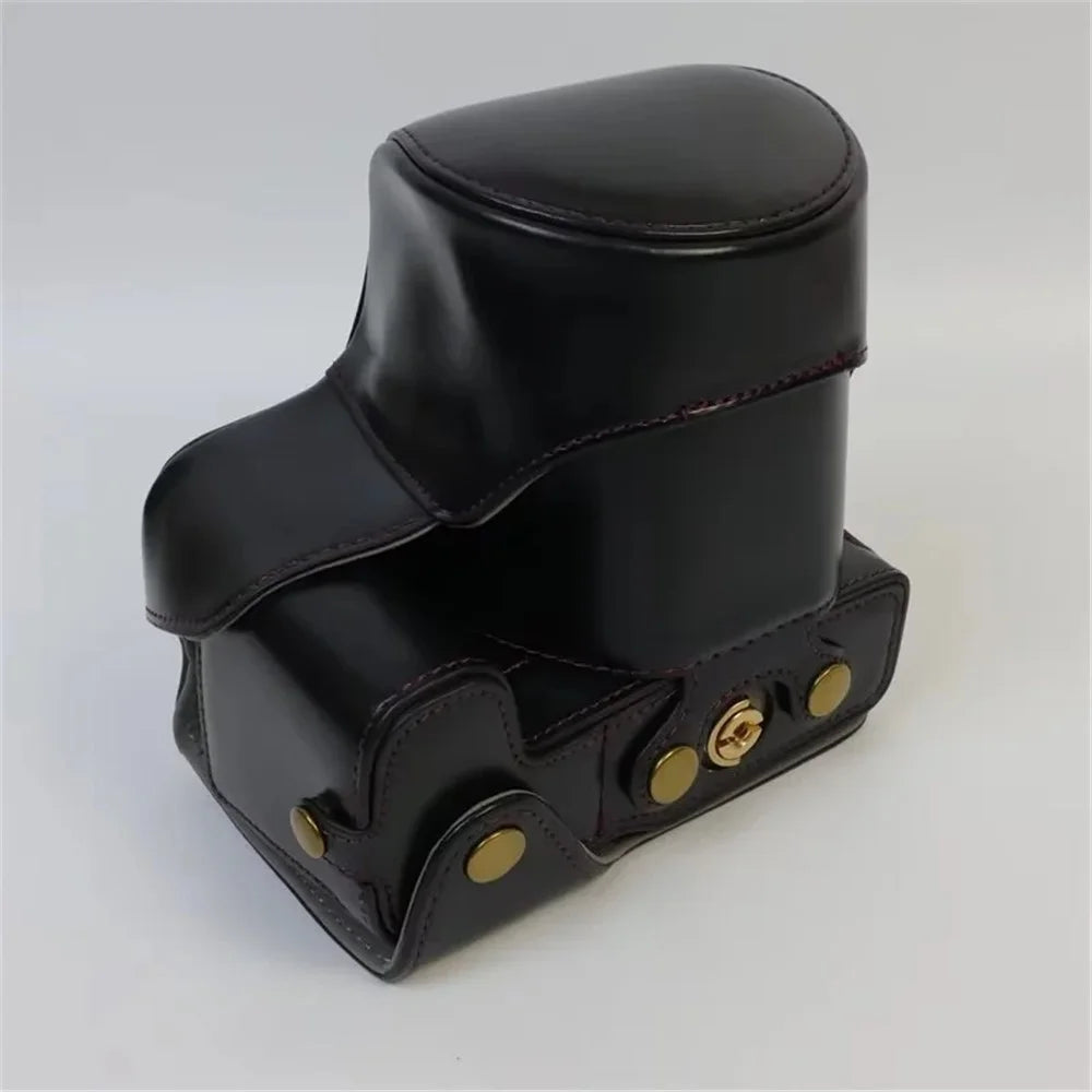 For Canon EOS R8 PU Leather Camera Bag Battery Opening Design Protective Cover - Black - 4