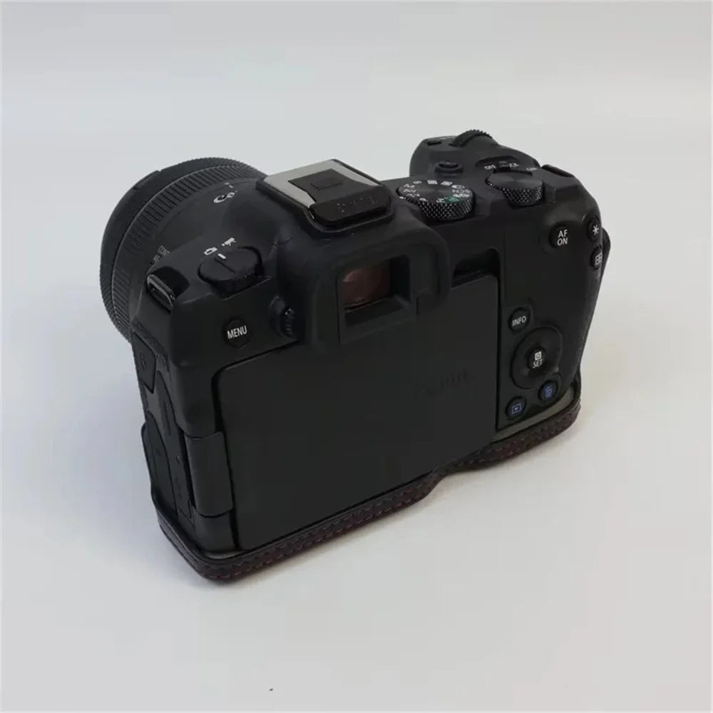 For Canon EOS R8 PU Leather Camera Bag Battery Opening Design Protective Cover - Black - 6