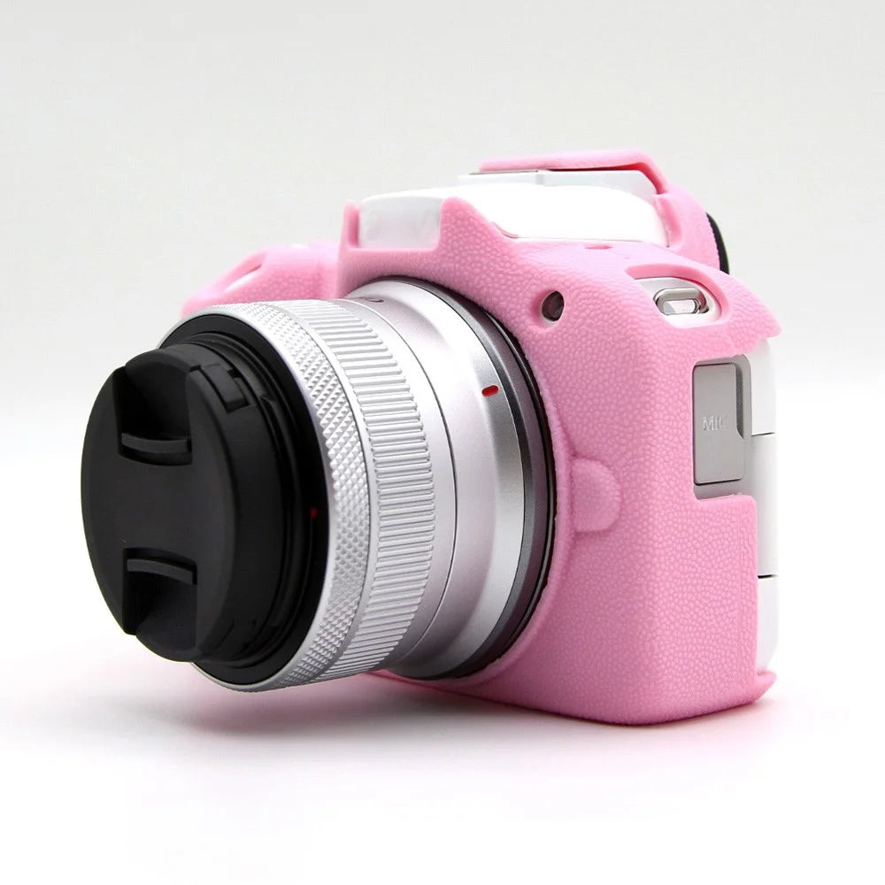 For Canon EOS R50 Litchi Texture Protective Cover Soft Silicone Camera Anti-drop Sleeve - Pink - 2